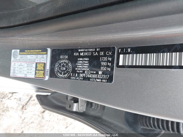 3KPF24ADXRE832317 KIA mpi nu
