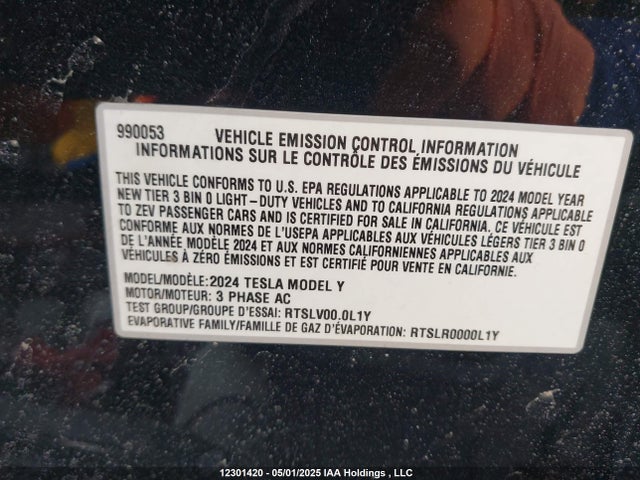 7SAYGDED0RF990053 Tesla Model Y