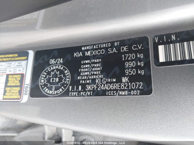 3KPF24AD6RE821072 KIA mpi nu