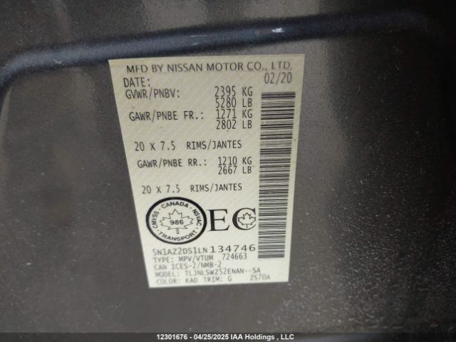 5N1AZ2DS1LN134746 Nissan 2020