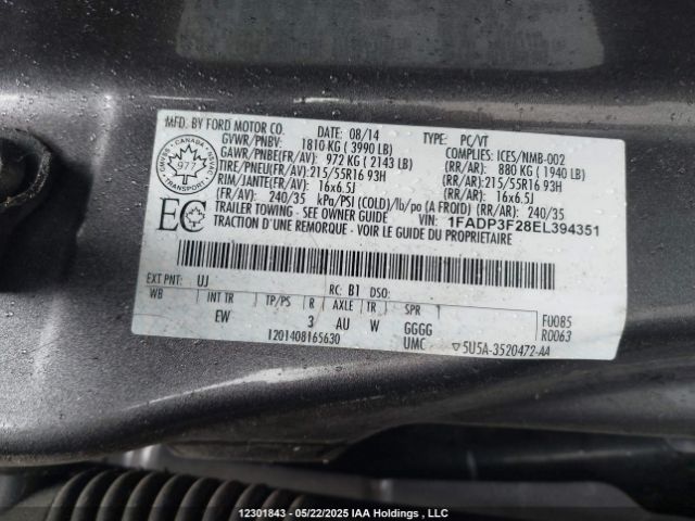 1FADP3F28EL394351 Ford FOCUS SE