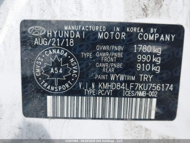 KMHD84LF7KU756174 Hyundai mpi nu