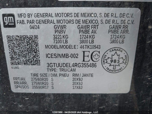 3GTUUDEL4RG355486 GMC l87