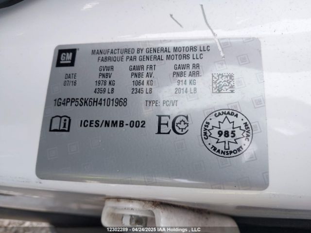 1G4PP5SK6H4101968 Buick lea - sidi: spark ignited direct injection, e85 max, alum