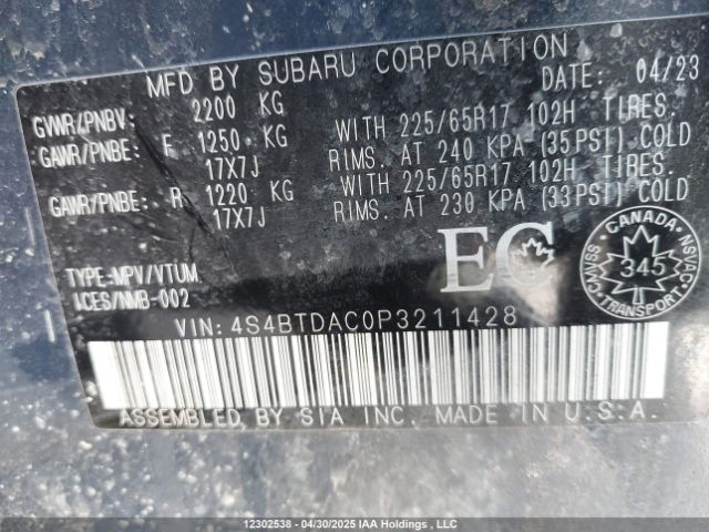4S4BTDAC0P3211428 Subaru Outback Convenience