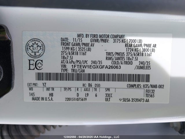 Ford 2016 2016 1FTEW1EGXGFA26063 Image 9