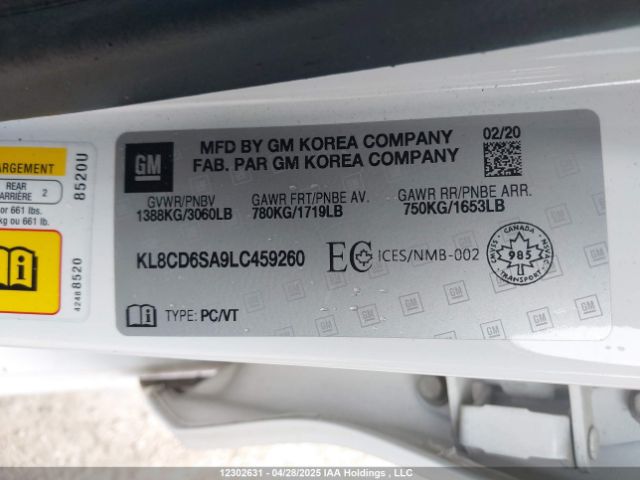 KL8CD6SA9LC459260 Chevrolet SPARK 1LT