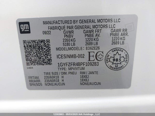 1GYFZFR48PF109283 Cadillac lsy