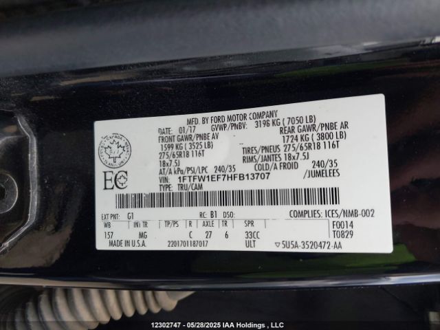 1FTFW1EF7HFB13707 Ford F-150