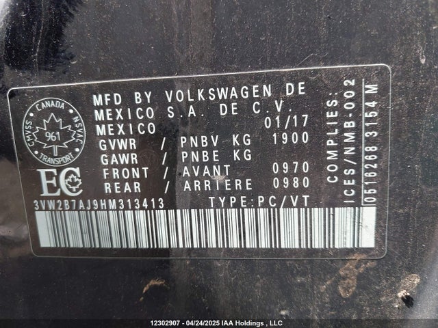 Продажа на аукционе авто 2017 Volkswagen Jetta Sedan, vin: 3VW2B7AJ9HM313413, номер лота: 12302907
