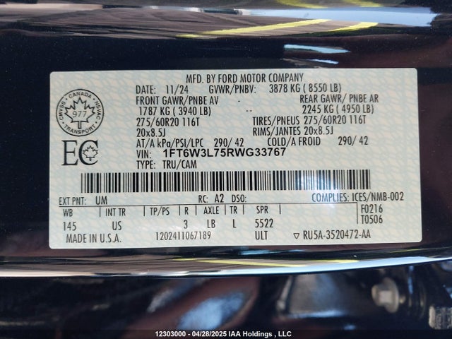 Ford F-150 2024 1FT6W3L75RWG33767 Image 19