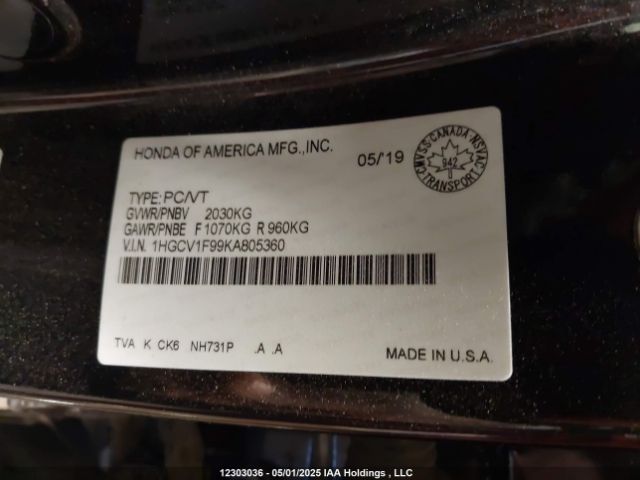 1HGCV1F99KA805360 Honda l15be