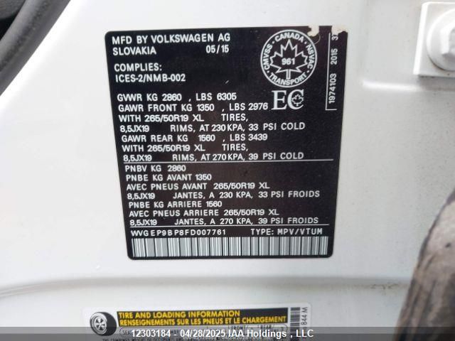 WVGEP9BP8FD007761 Volkswagen Touareg
