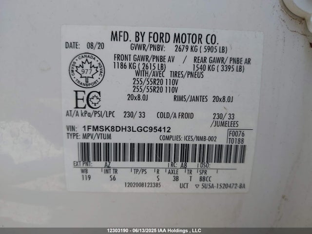 Ford Explorer 2020 1FMSK8DH3LGC95412 Image 9