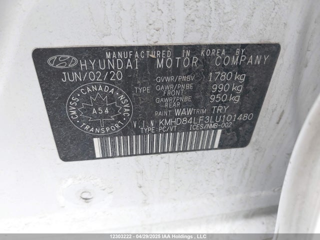 KMHD84LF3LU101480 Hyundai mpi nu