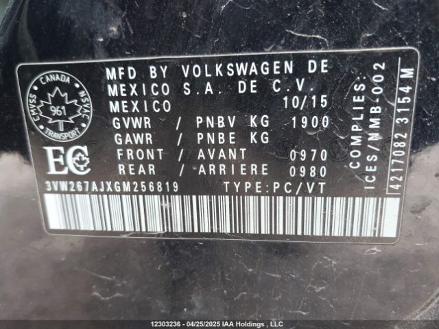 3VW267AJXGM256819 Volkswagen 2016