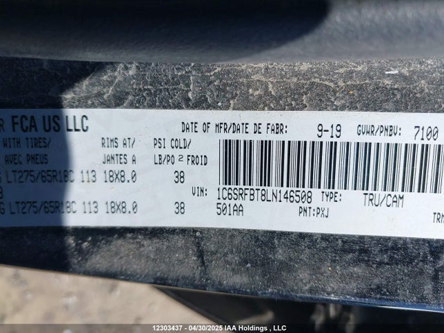 1C6SRFBT8LN146508 RAM 1500