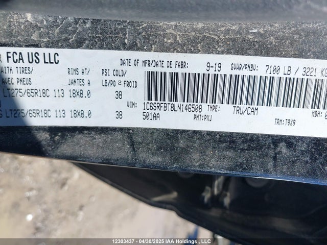1C6SRFBT8LN146508 RAM 1500