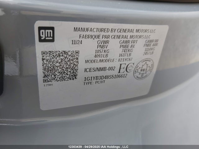 Chevrolet lt2 2025 1G1YB3D48S5106612 Image 9