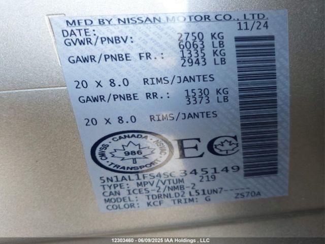 5N1AL1FS4SC345149 Infiniti QX60 LUXE