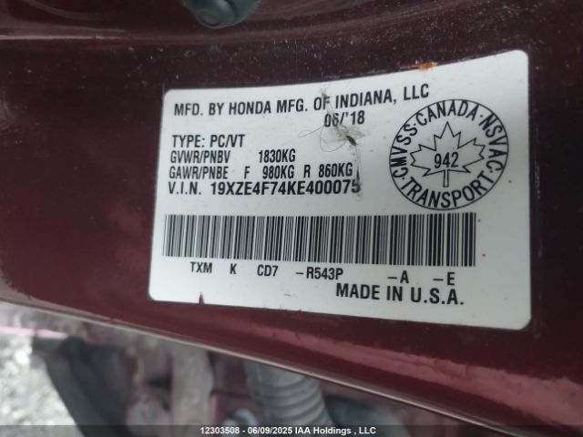 19XZE4F74KE400075 Honda leb6
