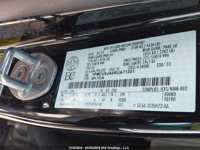 1FMCU9JA6RUA71301 Ford Escape Platinum