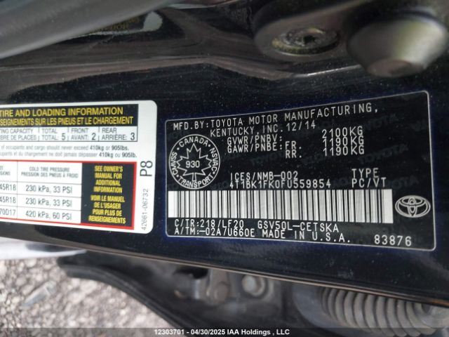 4T1BK1FK0FU559854 Toyota 2gr-fe