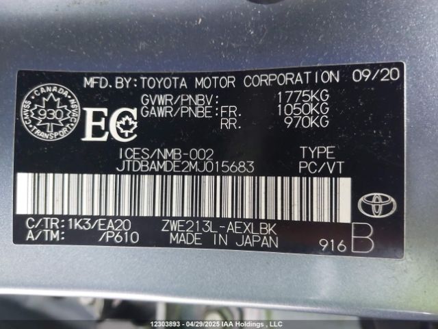 JTDBAMDE2MJ015683 Toyota Corolla