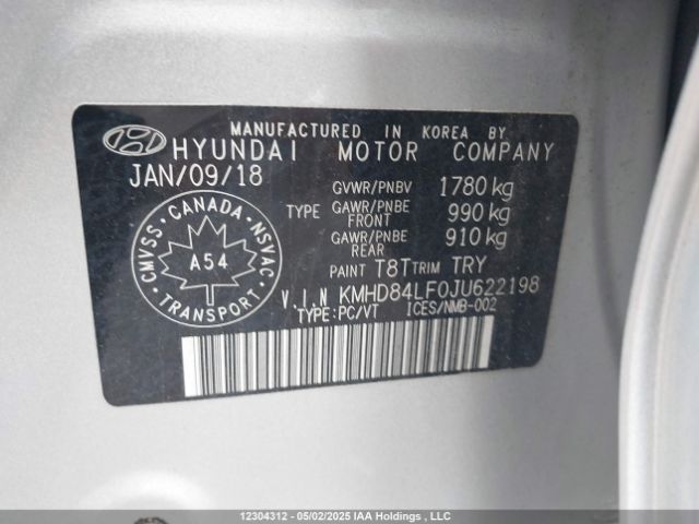 KMHD84LF0JU622198 Hyundai mpi nu