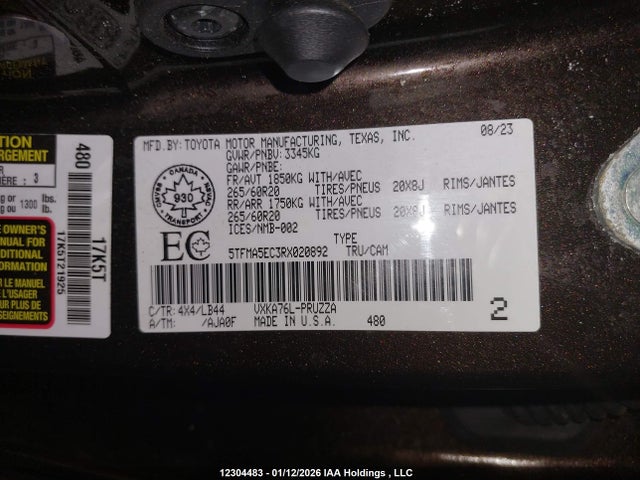 Aukcja sprzedaży 2024 Toyota Tundra 4wd Sr5/limited/platinum, vin: 5TFMA5EC3RX020892, numer aukcji: 12304483