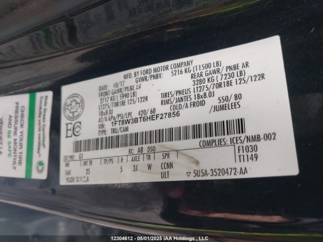 1FT8W3BT6HEF27856 Ford 2017