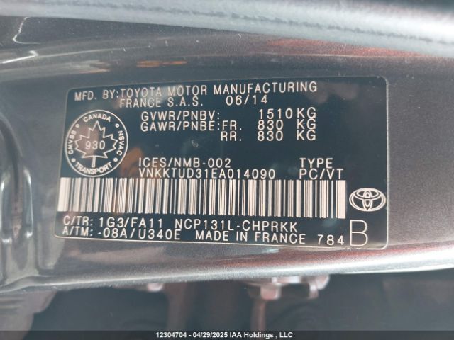 VNKKTUD31EA014090 Toyota 1nz-fe