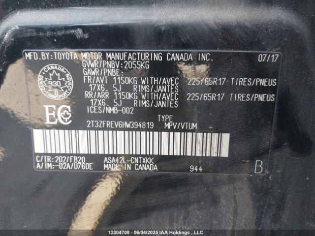 2T3ZFREV6HW394819 Toyota RAV4 LE