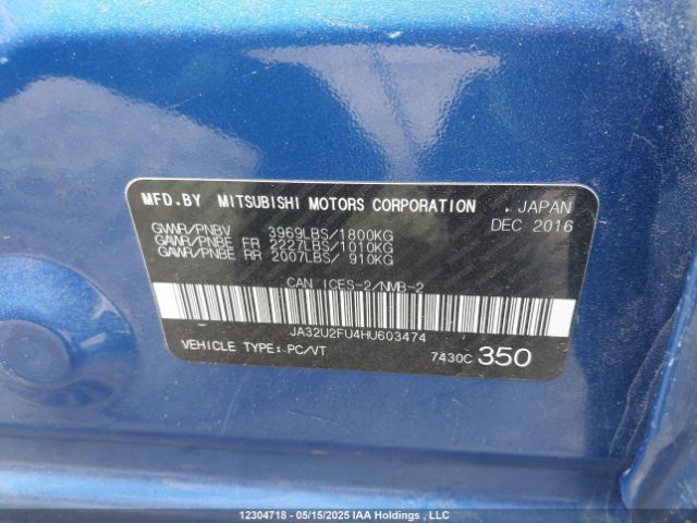 JA32U2FU4HU603474 Mitsubishi LANCER ES