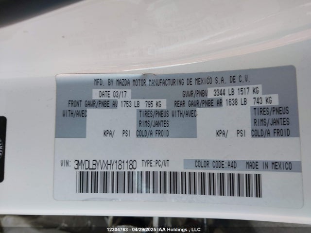 3MYDLBYVXHY181180 Toyota p5v