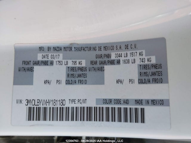 3MYDLBYVXHY181180 Toyota p5v