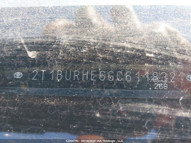 2T1BURHE6GC611832 Toyota Corolla L/le/le Pls/prm/s/s Pls