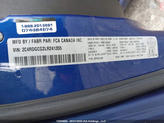 2C4RDGCG2LR241355 Dodge 2020