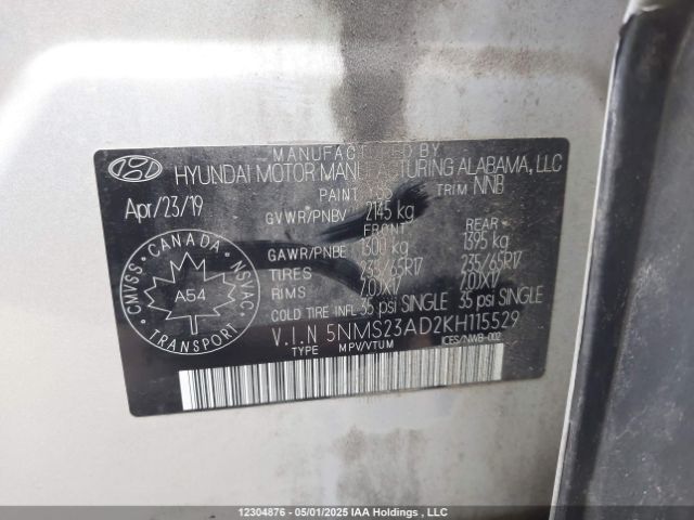 5NMS23AD2KH115529 Hyundai gdi theta ii