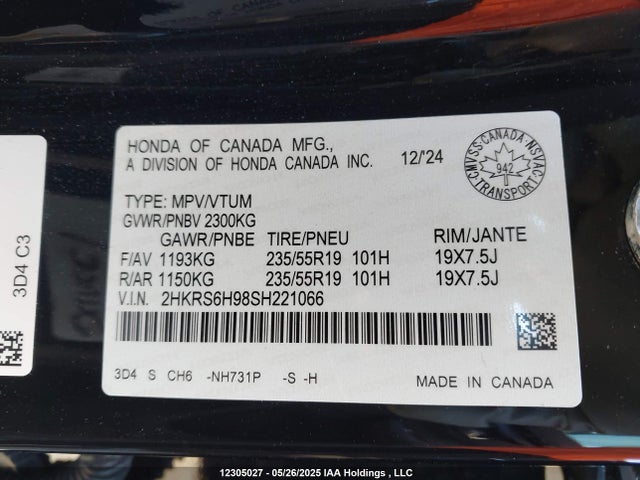 2HKRS6H98SH221066 Honda lfc3