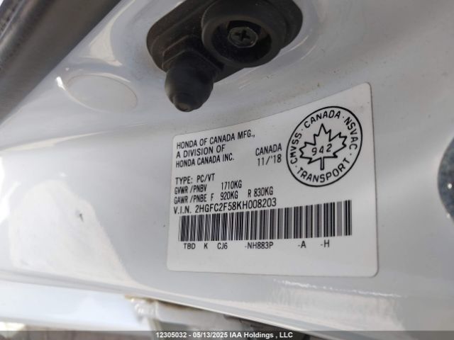 2HGFC2F58KH008203 Honda Civic Lx