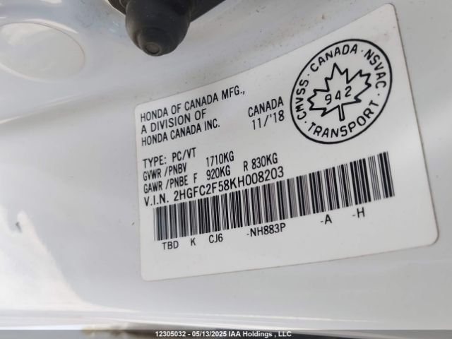 2HGFC2F58KH008203 Honda Civic Lx