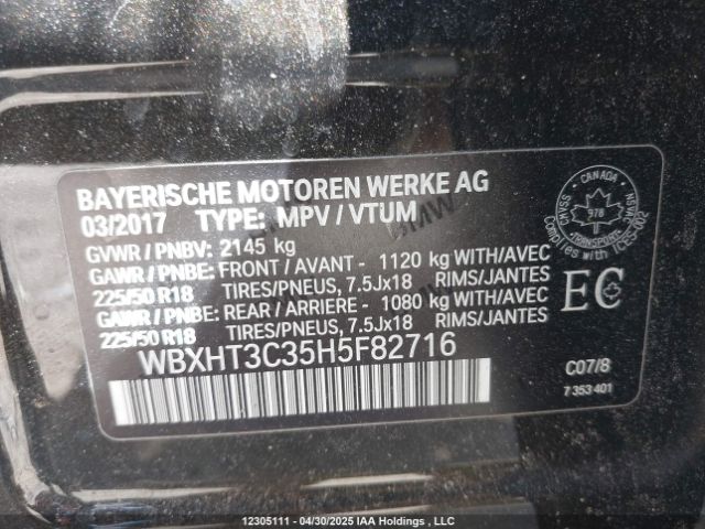 WBXHT3C35H5F82716 BMW 2017