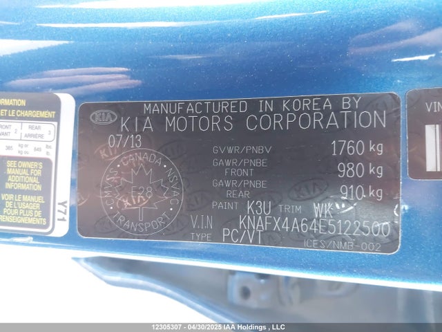 KIA 2014 2014 KNAFX4A64E5122500 Image 9