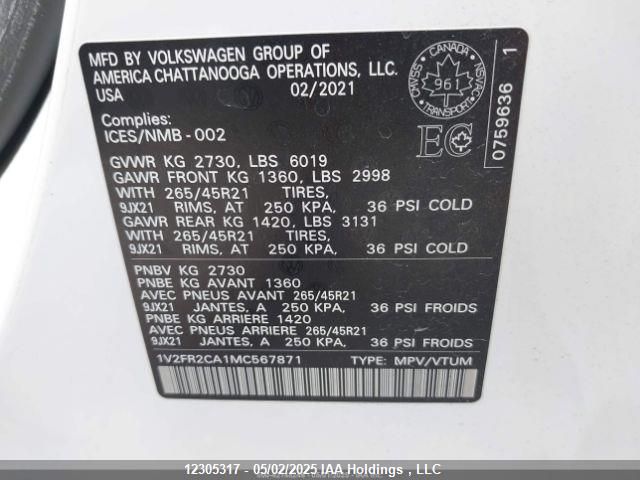 1V2FR2CA1MC567871 Volkswagen 3.6 fsi