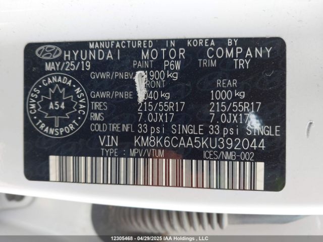 KM8K6CAA5KU392044 Hyundai Kona Sel/tech