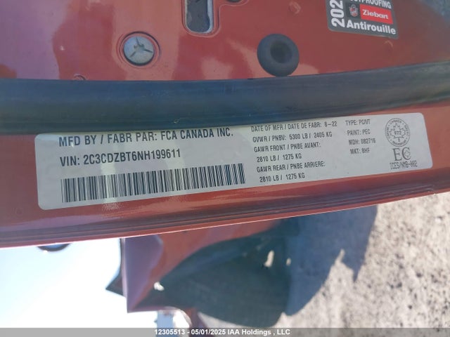 2C3CDZBT6NH199611 Dodge 2022