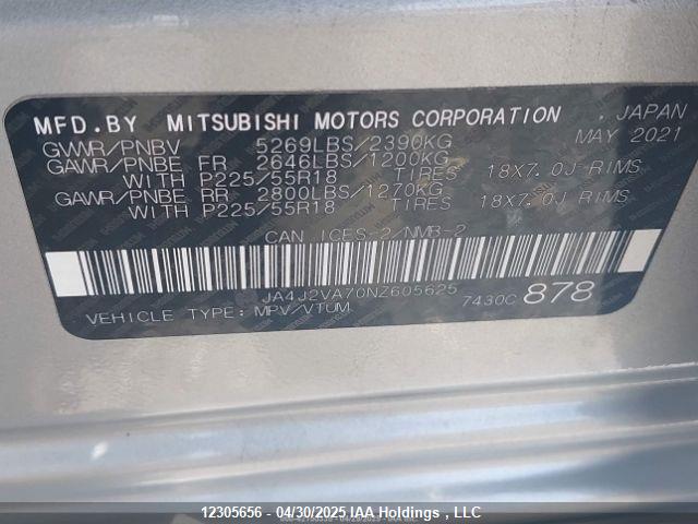 JA4J2VA70NZ605625 Mitsubishi Outlander Sel/le/gt