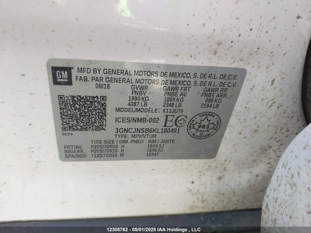 3GNCJNSB6KL180491 Chevrolet luv - mfi, variable valve timing, e85 max, alum