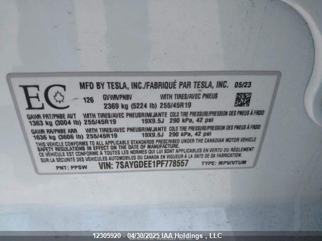 7SAYGDEE1PF778557 Tesla 2023